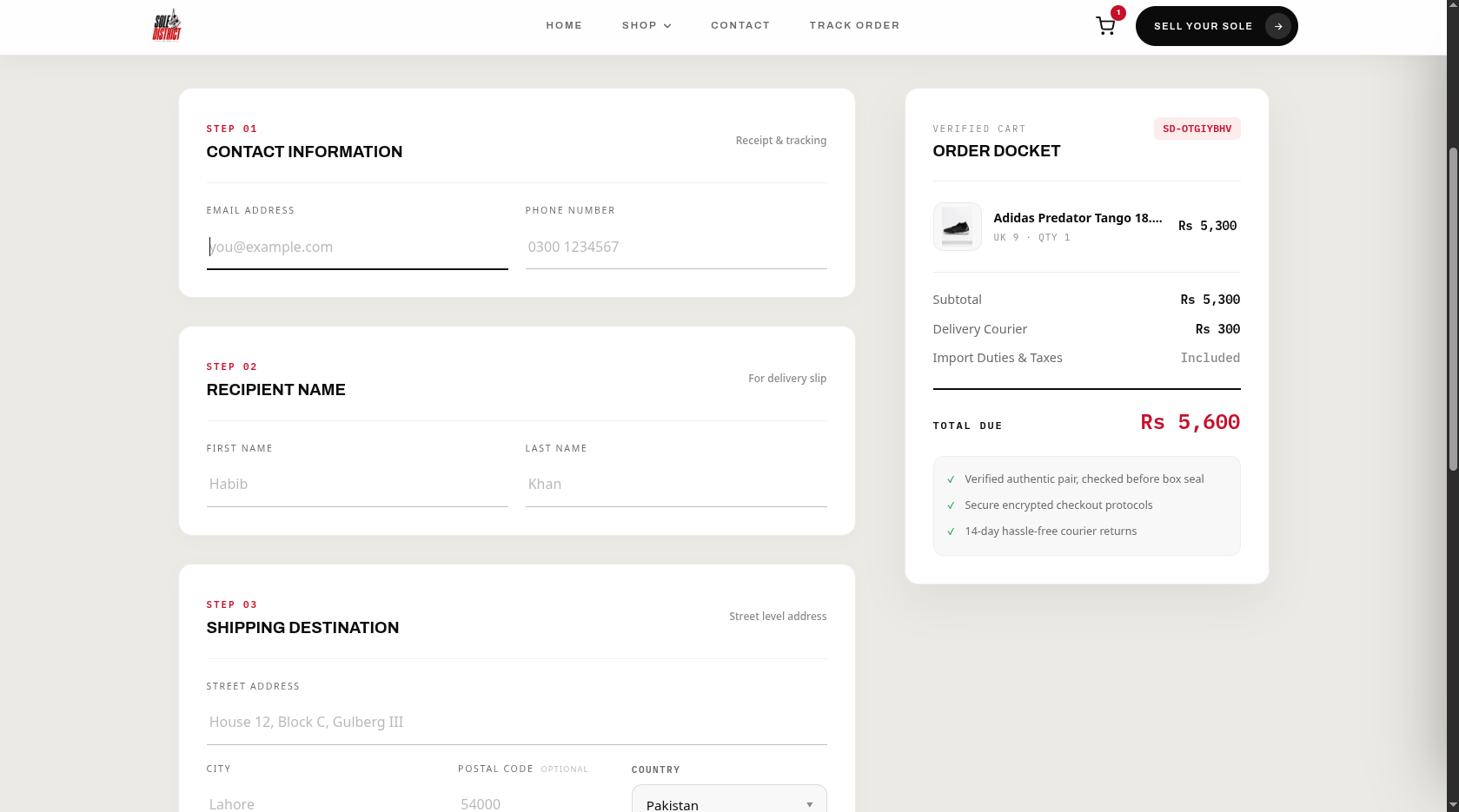 Custom 2-column checkout and order docket