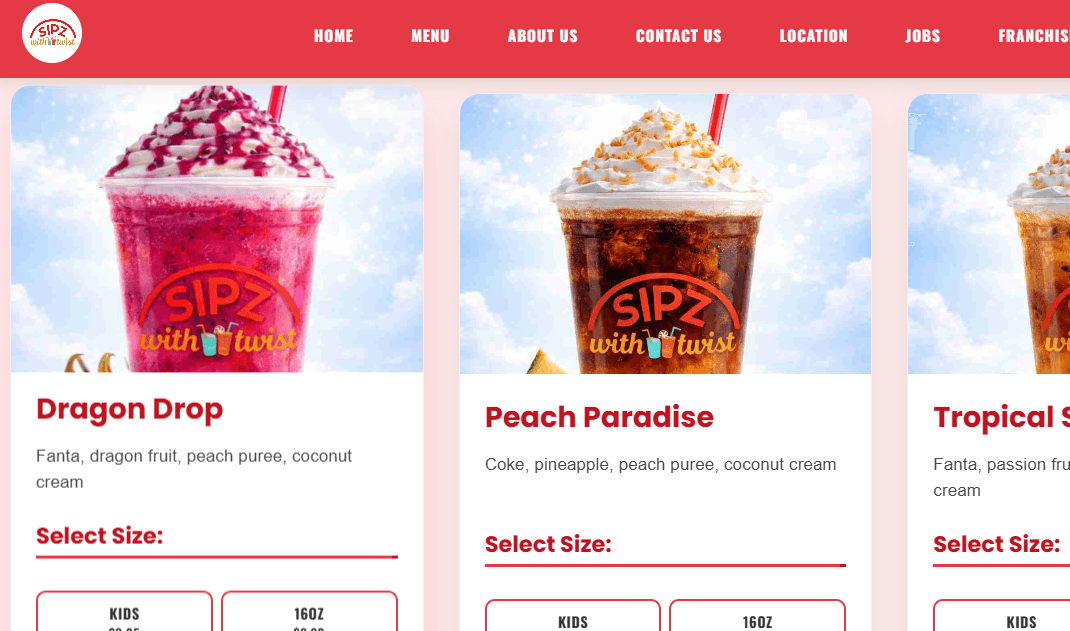 Menu carousel with smooth page indicators